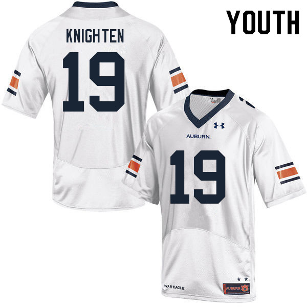 Youth #19 Bydarrius Knighten Auburn Tigers College Football Jerseys Sale-White - Click Image to Close